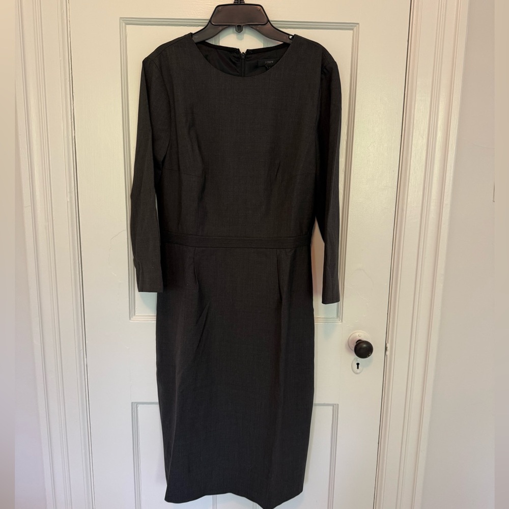 J. Crew Long-Sleeve Sheath Dress in Charcoal Gray